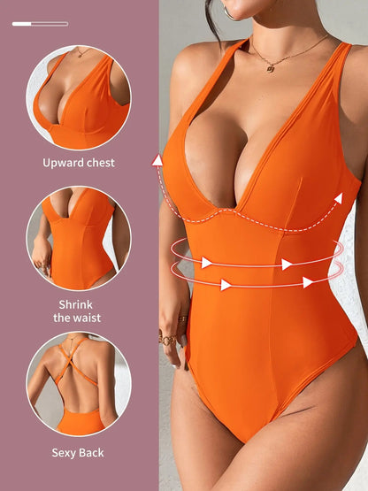 Women'S Solid Color Open-Bust Sexy Body Contouring Shapewear Bodysuit, Tummy-Control Butt-Lifting High-Waisted Shaper, Compression Underwear for Daily Wear