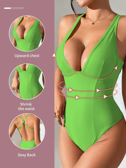 Women'S Solid Color Open-Bust Sexy Body Contouring Shapewear Bodysuit, Tummy-Control Butt-Lifting High-Waisted Shaper, Compression Underwear for Daily Wear